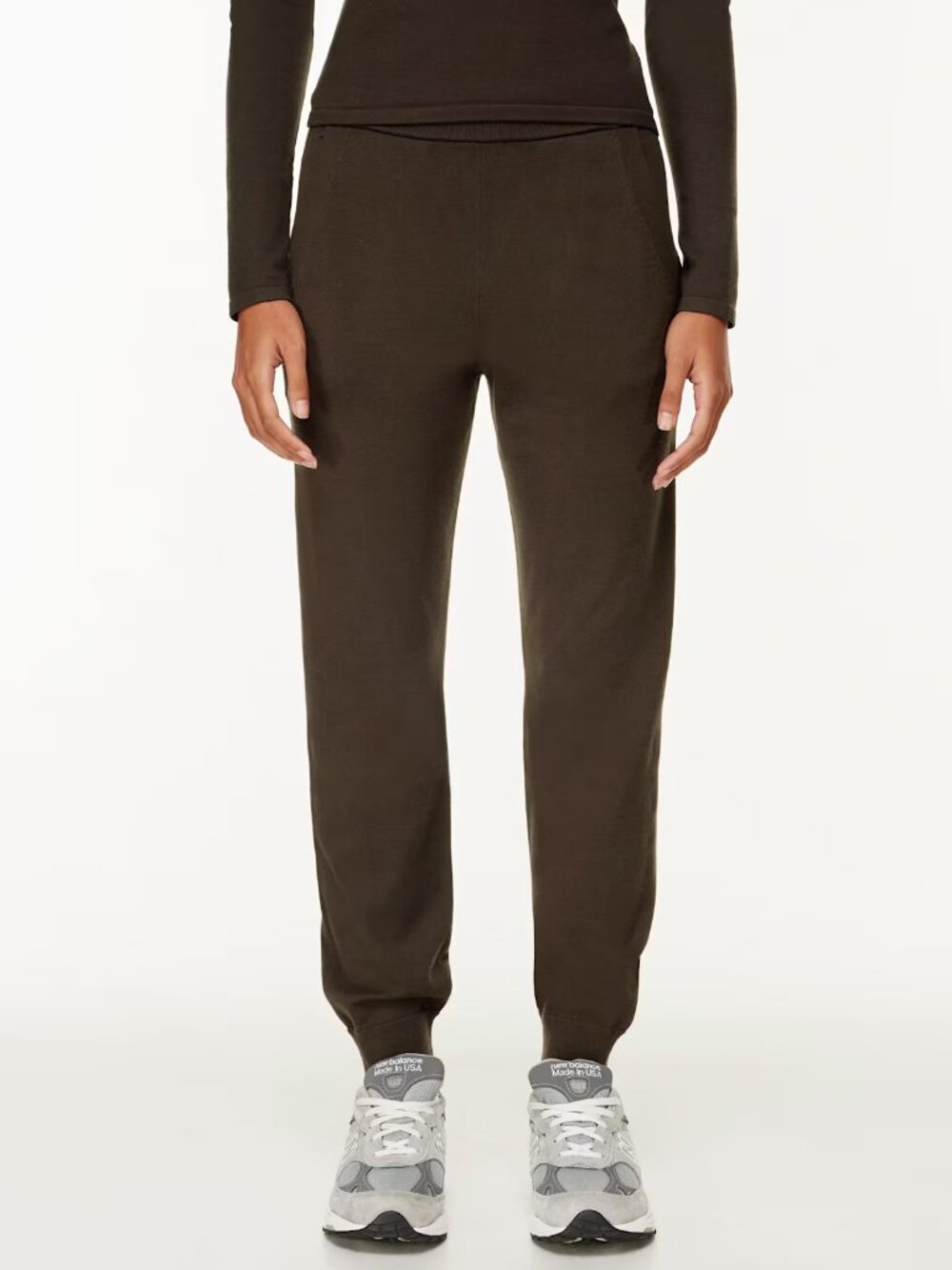 Aritzia Babaton Rodin Knit Jogger High Rise Rich Mocha Brown Size XL - Picture 3 of 10